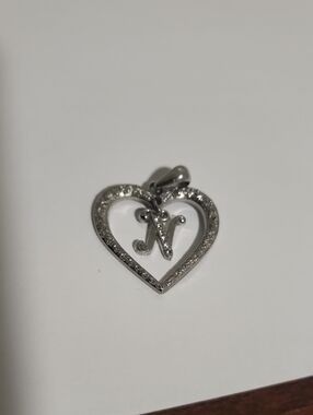 Silver Heart Initial 'N' Pendant Necklace Charm